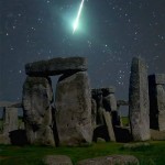 A meteor is seen over stonehenge in wiltshire.